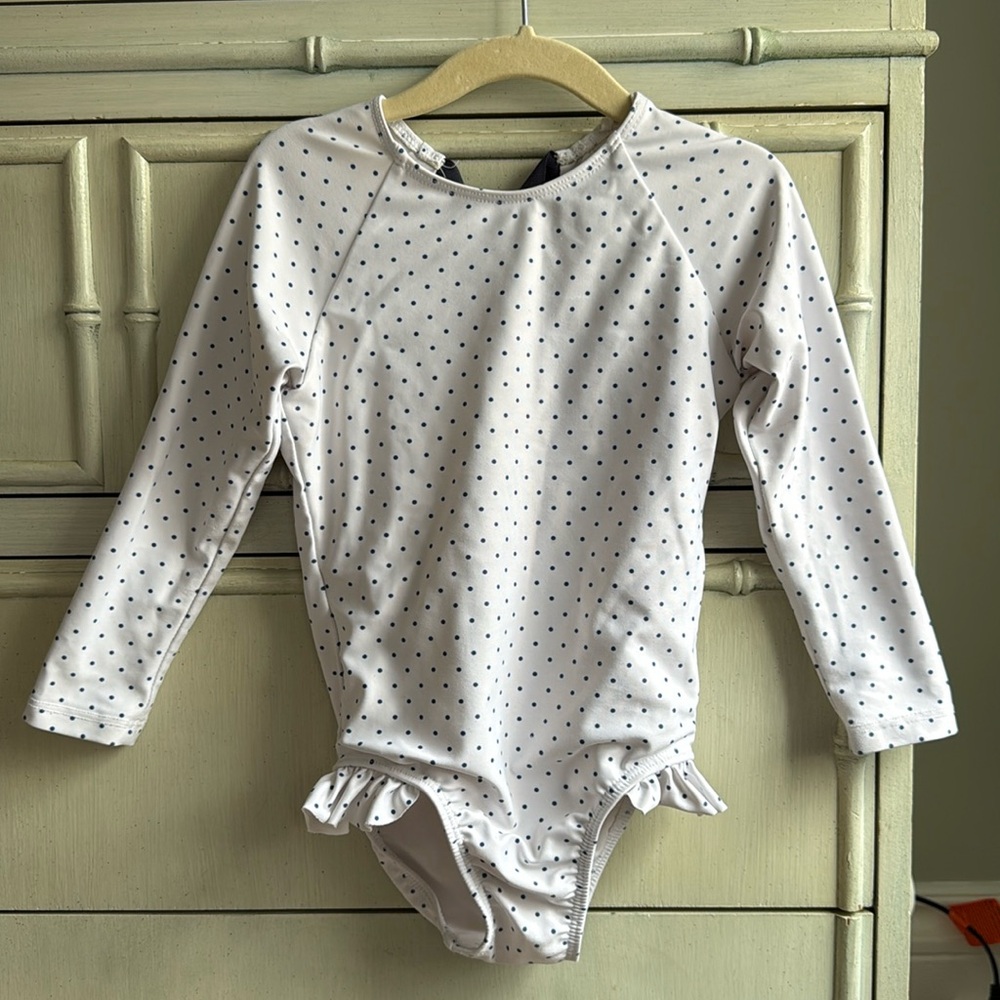 Minnow Long Sleeve Rashguard, Navy Dots